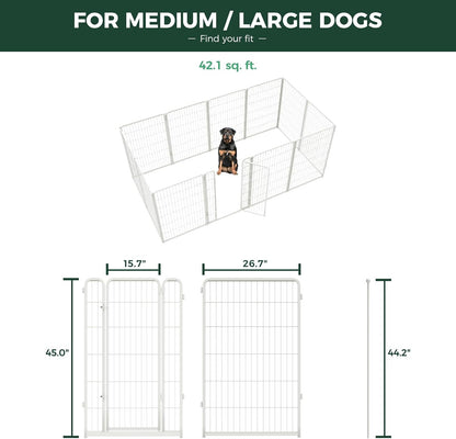 FXW Homeplus Unleashed Indoor Dog Playpen - Stress-Free and Safe Play, Heavy Duty 45 Inch 12 Wire Panels Dog Pen for Large Dogs, White│Patented