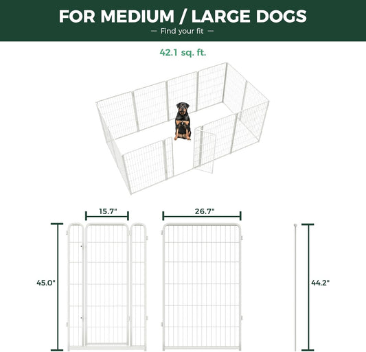 FXW Homeplus Unleashed Indoor Dog Playpen - Stress-Free and Safe Play, Heavy Duty 45 Inch 12 Wire Panels Dog Pen for Large Dogs, White│Patented