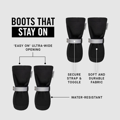 Canada Pooch Dog Winter Boots - Paw Protection, Anti-Slip Dog Shoes with Reflective Strap, Easy On for Small Medium Large Dog Booties - Black, Size 2