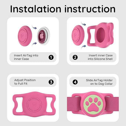 for Airtag Dog Collar Holder, Dog Airtag Holder Waterproof, Lightweight Silicone Air Tag Case for Pet Collars, Works with Multiple Tracker Tag Products (Luminous Blue+Luminous Rose, 2 Pack)