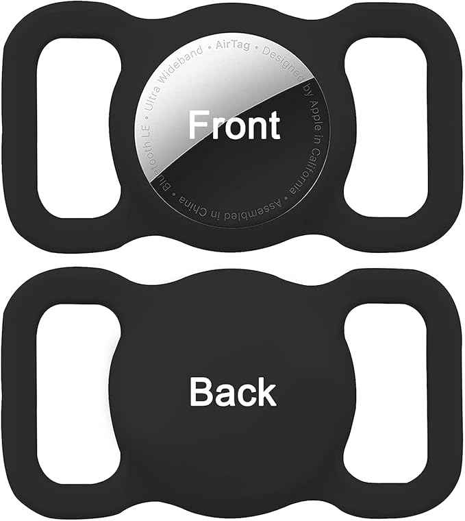 Protective Air tag Case for Dog Collar, Pet/Dog Collar Holder Case Compatible with Apple Air Tag, Waterproof Air tag Loop for GPS Tracker Lightweight Soft Anti Scratch Anti Lost Black