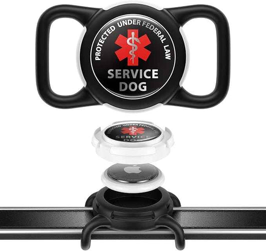 Dog AirTag Holder for Dog Collar, Soft Silicone Slide-On Case for Apple AirTag, No-Dangle Quiet Protective Holder with High-Contrast Message Designs