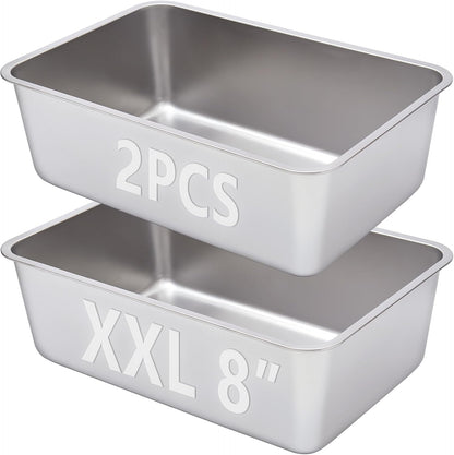 2 Pack Stainless Steel Litter Box-XXL Metal Litter Box for Big Cats 8IN Deep, Cat LitterBox-Pet Toilet Easy to Clean,High Sided Cat Litters Boxes Adult Cats,Non Stick, No Smell