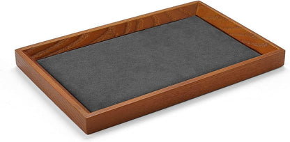 Oirlv Solid Wood Small Jewelry Tray Trade Showcase Countertop Jewelry Display Trays Rectangle Vanity Tray(Grey, Small)