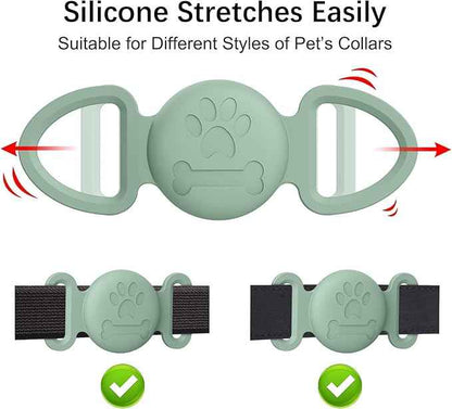 2 Pack Case for Airtag Dog Cat Collar Holder, Soft Silicone Anti-Lost Waterproof Protective Case Compatible with Apple Airtag, for Pet Dog Cat Collars Holder
