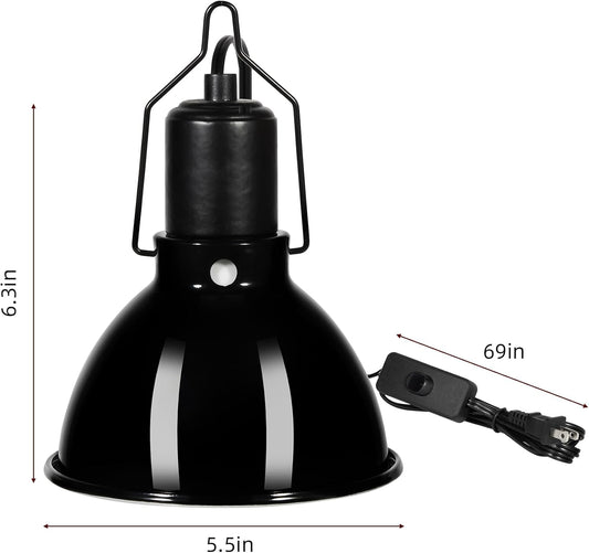 DXOPHIEX 5.5 inch Dome Reptile Light Fixture Reptile Heat Lamp UVB Light Fixture for Bearded Dragon, Lizard, Hermit Crab, Turtle Tank and Terrarium(Max 100W)