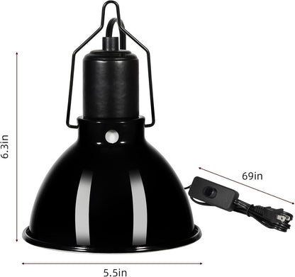 DXOPHIEX 5.5 inch Dome Reptile Light Fixture Reptile Heat Lamp UVB Light Fixture for Bearded Dragon, Lizard, Hermit Crab, Turtle Tank and Terrarium（Max 100W）
