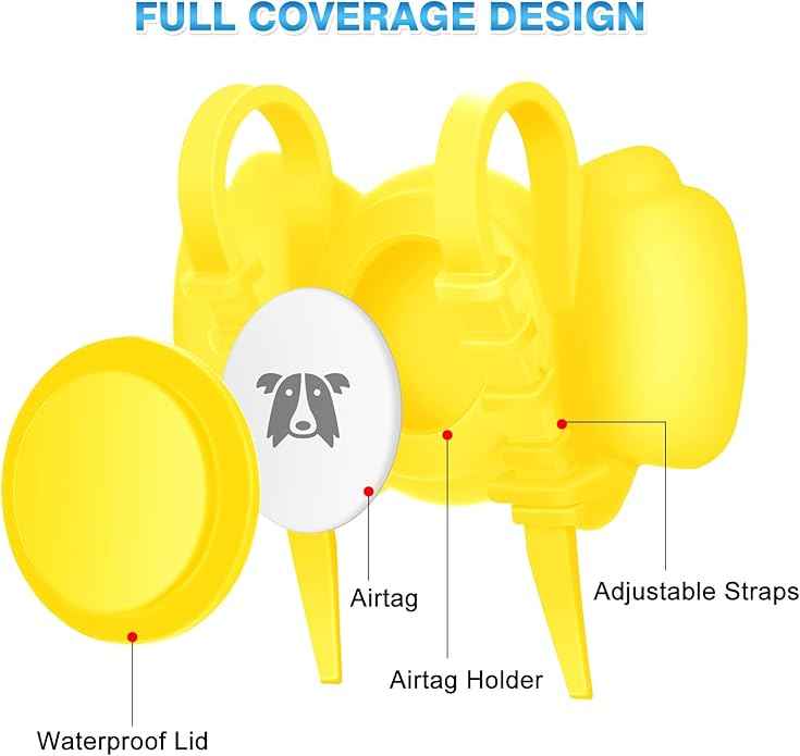 Airtag Dog Collar Holder - Silicone IPX8 Waterproof Airtag Cat Collar - Secure and Stylish, Adjustable Strap Fits All Widths