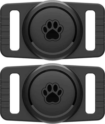 for Airtag Dog Collar Holder 2 Pack,Waterproof Dog Collar Holder for Apple AirTag(Gen 1 & 2),Silicone Air Tags Case for Dog Collars(Black)