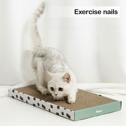 PAWSFANS Cat Scratcher Cardboard Scratch Pad with Box Durable Corrugate Scratching Kitty Sofa Lounge Bed Reversible Catnip Included for Indoor Cats,Large(Box, 1pcs)
