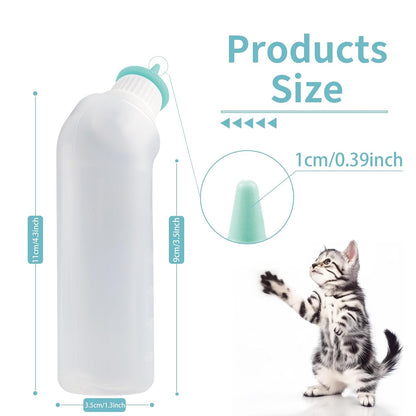 5Pack Kitten Bottle for Nursing Puppy Milk Kitten Bottles Feeding Kit Silicone Nipple for Newborn Pets Kittens, Puppy,Squirrel (Green)