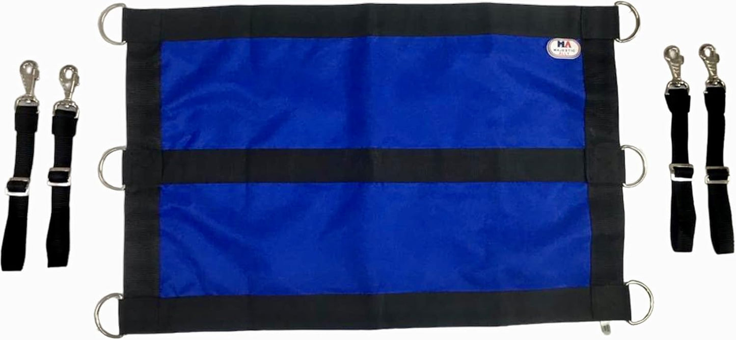 Majestic Ally 1200D 29"x19" Horse Stall Guard with Replaceable and Adjustable Length Straps and Replaceable Hardware (Royal Blue Black)
