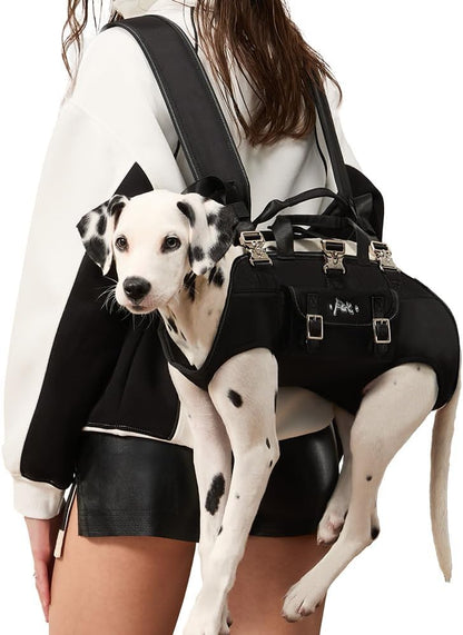 Dog Backpack Carrier - Spine-Friendly for Small to Midium Dogs (8-18 lbs), Horizontal Design Dog Carrier with Adjustable Back Straps,Legs-Out Comfort for Travel/Hiking/Cycling (Black, Size M)