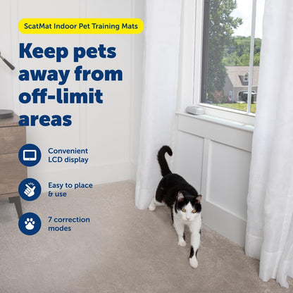PetSafe ScatMat Indoor Pet Training Mats - Helps Prevent Furniture Climbing - Adjustable Correction Mat - Touch-Activated Design - LCD Pet Mat Controller - Battery Operated - Strip, 46" x 3"