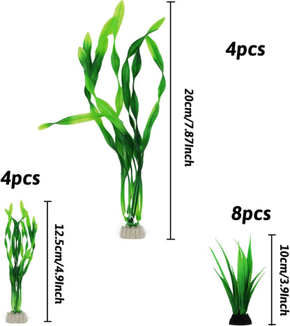 Artificial Aquarium Plants, 16pcs Fish Tank Decor Green Plants Artificial Aquarium Decorations for Fish Tanks (Green)