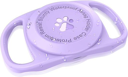 Airtag Dog Collar Holder, [1 Pack] Waterproof Protective Case for Apple AirTag, Durable & Lightweight with Full-Body Protection, Soft Silicone, Purple