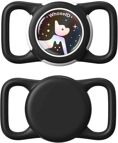 Waterproof Airtag Dog Collar Holder, Silicone & ABS Airtag Holder for Dog & Cat Collars, Ultra-Durable, Lightweight and Protective Airtag Case (Black-1, Regular)