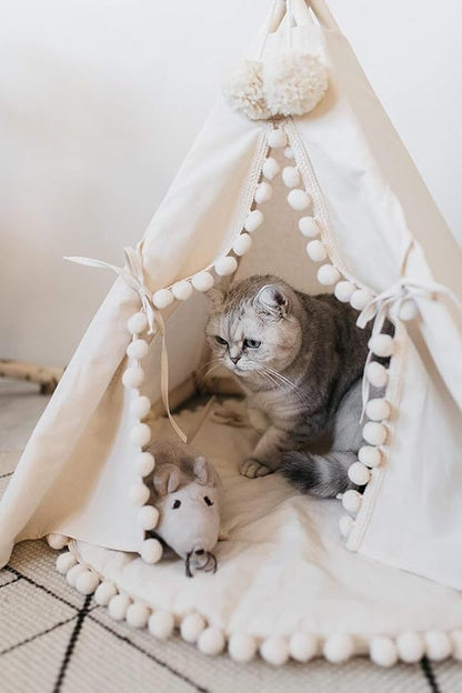 MINICAMP Pet Teepee Bed for Cats – Cozy Cat Beds for Indoor Cats – Luxury Pet House & Hideaway Bed for Cats & Small Animals - Made in EU (Small)