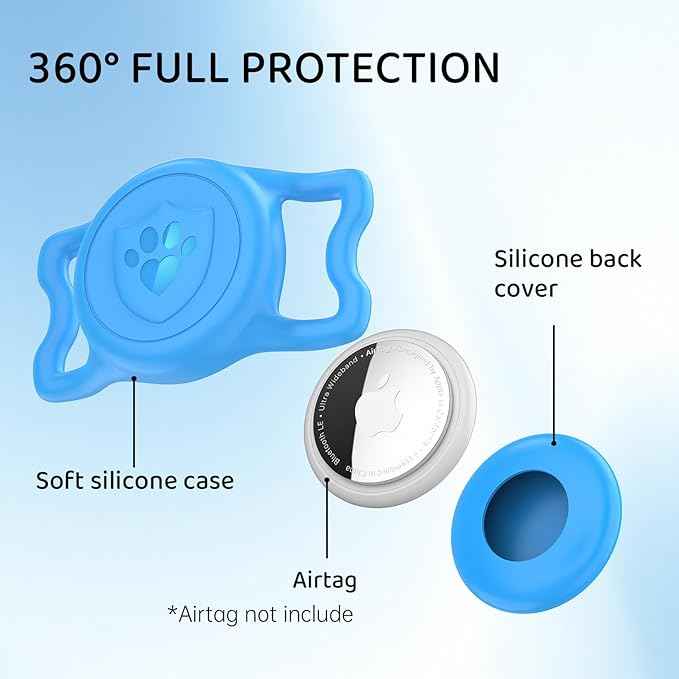 for Airtag Dog Collar Holder – IP68 Waterproof Air Tagholder for Dog Collar, Anti-Lost & Durable Silicone Case, Compatible with Apple Air Tags (Blue)