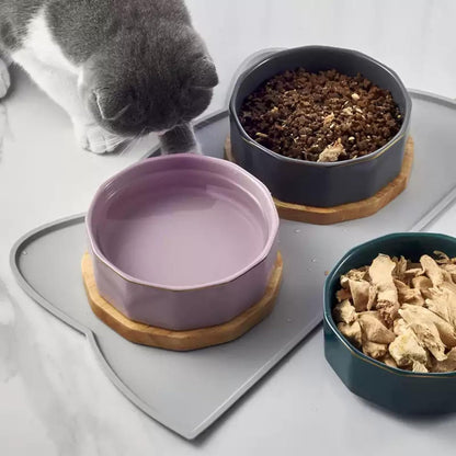 Cat Food Mat, Silicone Pet Feeding Mat for Floor Non-Slip Waterproof Dog Water Bowl Tray Cushion (20" x 12", Stone Blue)