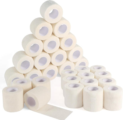 36 Rolls Elastic Self Adhesive Bandage Wrap 2 Inch, Breathable Non Woven Cohesive Bandage, Vet Wrap for Dogs, Ankle Sprains Swelling Medical First Aid Tape, Sports Athletic Tape White