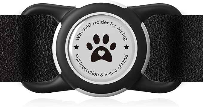 Airtag Dog Collar Holder, Durable & Lightweight Airtag Case, Slide-on Waterproof Protective Air Tag Holder for Dog Collar - for Dogs and Cats (Black, Medium)