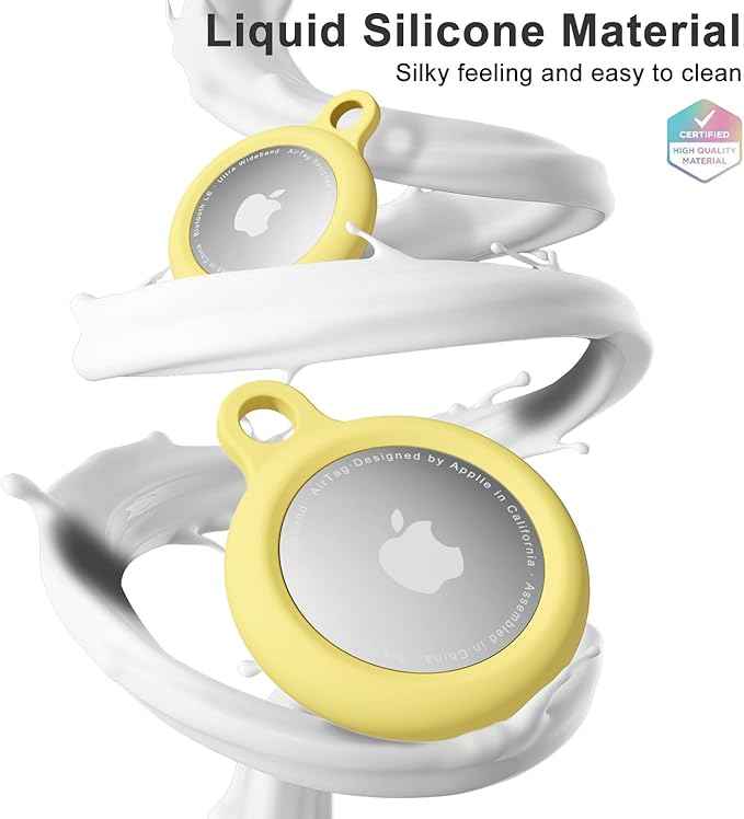 oakxco for Airtag Keychain Silicone, Airtag Holder with Key Ring, Air Tag Cover Cute Accessories for Kids, Luggage, Car Dog Collar, Car, Compatible with Apple Airtag Case Waterproof Tracker, Yellow
