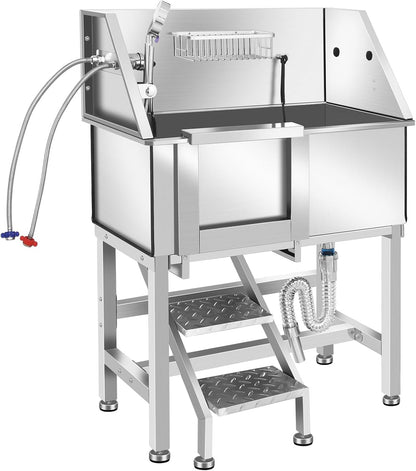 Electric Dog Bathing Station for Large Dogs, Height Adjustable Stainless Steel Dog Pet Washing Station, Professional Dog Grooming Tub with Electric Lift, Pet Wash Bath Station