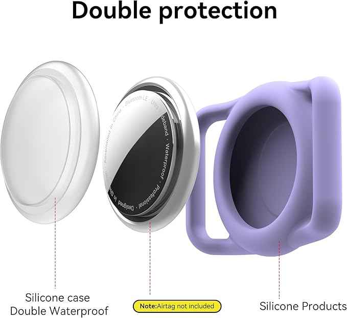 2 Pack for Airtag Dog Collar Holder,IPX8 Waterproof for air Tags-2 Pack,for Apple GPS Tracker Accessories丨Compatible with Apple AirTags丨Fits≤ 1.2" Width Collar for Dog cat Pets（Purple）