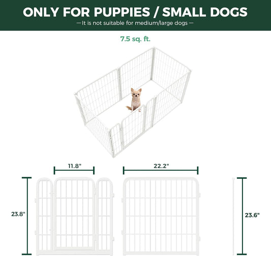 FXW Homeplus Unleashed Indoor Dog Playpen - Stress-Free and Safe Play, Heavy Duty 24 Inch 6 Wire Panels Dog Pen for Puppy and Small Dogs, White│Patented