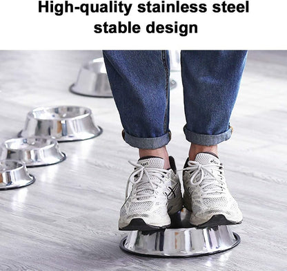 Stainless Steel Dog Bowls, 1.5 Cup/12oz Cat Bowl Water and Food with Rubber Base, Pet Bowls for Small Dogs, Cats, Puppy, Rabbit and Kitten, 3Pack