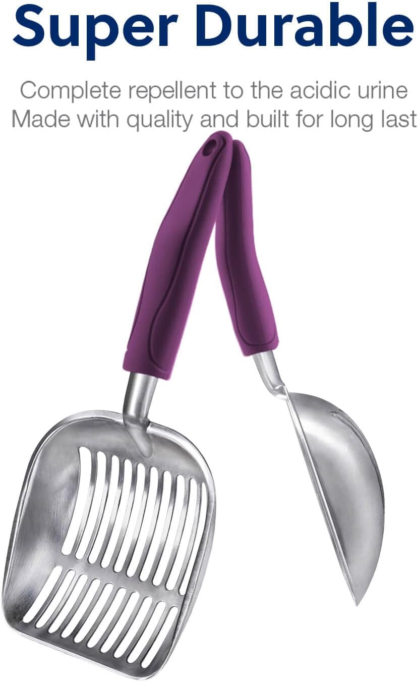 WePet Cat Litter Scoop, Aluminum Alloy Sifter, Kitty Metal Scooper, Deep Shovel, Long Handle, Poop Sifting, Kitten Pooper Lifter, Durable, Heavy Duty, for Litter Box