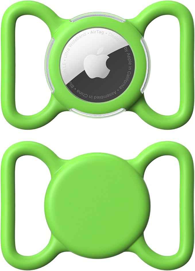 Waterproof Airtag Holder for Dog Collar, Soft Full-Body Protective Airtag Holder for Dog & Cat Collars, Ultra-Durable, Easy Installation, Lightweight Clear Airtag Case (Green, Large)