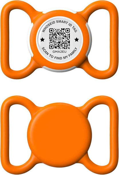 Holder for Dog Collar, Scan QR Code Send Location Alert Email, Waterproof Full Body Protection Anti-Lost Case, Accessories for Dog, Cats, Collar, Backpack (Orange, Large)