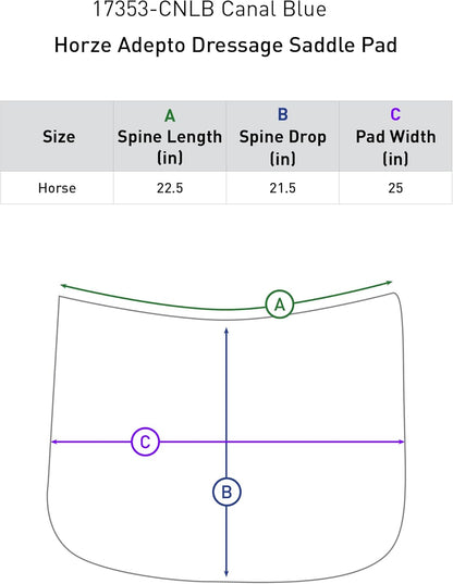 HORZE Adepto Quilted Quick-Dry Dressage Saddle Pad for Horses with Two-Tone Trim
