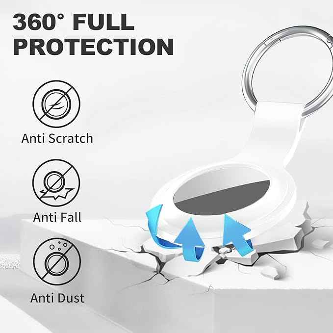 Case for AirTag 2nd Gen (2026) & 1st Gen, Silicone Holder Keychain Key Ring, Protective Cover for Apple for Air Tags, GPS Finder Accessories for Bags, Pets, Kids, Luggage, White