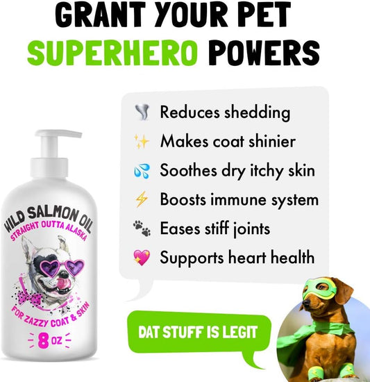 Wild Alaskan Salmon Oil for Dogs & Cats - Pure Fish Omega 3 6 9 Liquid EPA DHA Fatty Acids - Skin & Coat Supplement - Supports Joint Function, Brain, Eye, Immune & Heart Health - Made in USA 8 oz