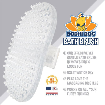 Bodhi Dog Shampoo Brush - Pet Grooming & Bath Supplies for Dogs and Cats - Bath Brush for Long & Short Hair - Premium Scrubber for Shower, Bathing & Massage (One Pack, Silver Glitter)