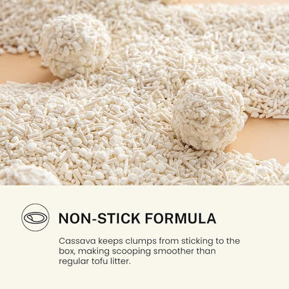 Tofu & Cassava Cat Litter, Natural Plant-Based Clumping, 99.9% Dust Free, Low Tracking, Non-Stick Formula, Soft on Paws, Lightweight Cat Litter, 5.5 lb