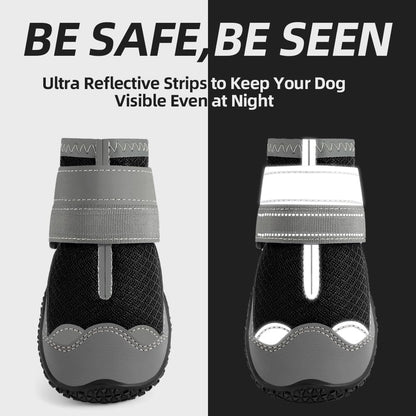 Dog Shoes for Large Dogs, Medium Dog Boots & Paw Protectors for Hardwood Floors, Outdoor Dog Booties for Hot Pavement Winter Snow Hiking, Breathable Dog Shoes with Reflective Strips Size 3