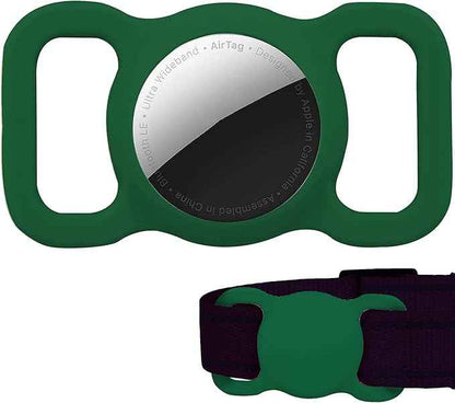 2 Pack Protective Air tag Case for Dog Collar, Pet/Dog Collar Holder Case Compatible with Apple Air Tag, Waterproof Air tag Loop for GPS Tracker Lightweight Soft Anti Scratch Anti Lost Green Wine