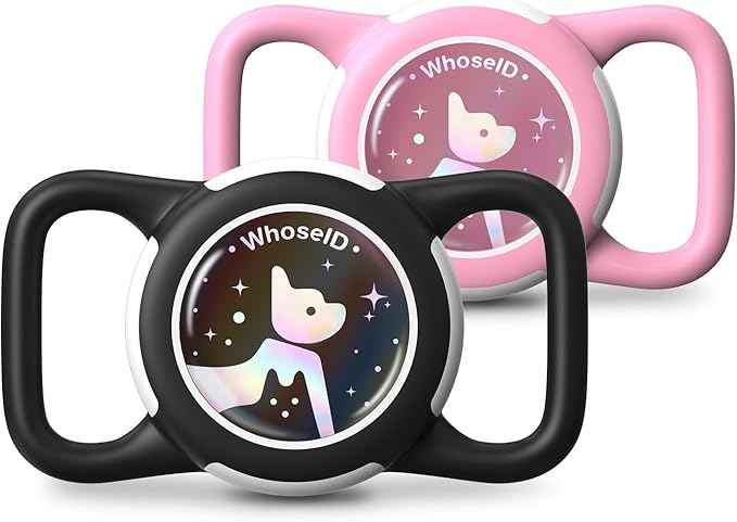 Waterproof Airtag Dog Collar Holder, Silicone & ABS Airtag Holder for Dog & Cat Collars, Ultra-Durable, Lightweight and Protective Airtag Case (Black&Pink-1, Regular)