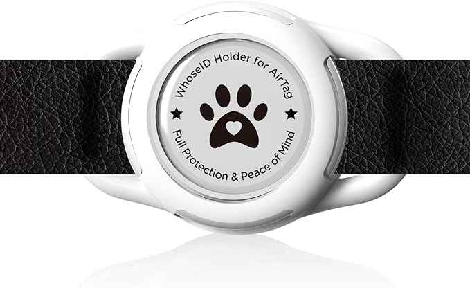 Airtag Dog Collar Holder, Durable & Lightweight Airtag Case, Slide-on Waterproof Protective Air Tag Holder for Dog Collar - for Dogs and Cats (White, Small)