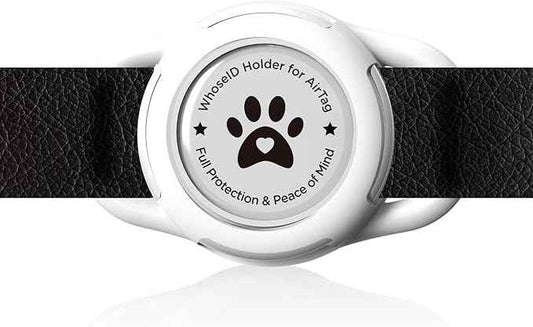 Airtag Dog Collar Holder, Durable & Lightweight Airtag Case, Slide-on Waterproof Protective Air Tag Holder for Dog Collar - for Dogs and Cats (White, Small)