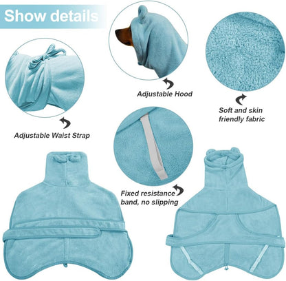 Giant Dog Bath Bubble, Quick Drying Super Absorbent Used for After Bathing, Warm Dog Towels, Adjustable Hoodies and Belts for Pet Dogs Bath Clothes Products (Blue, 6XL)