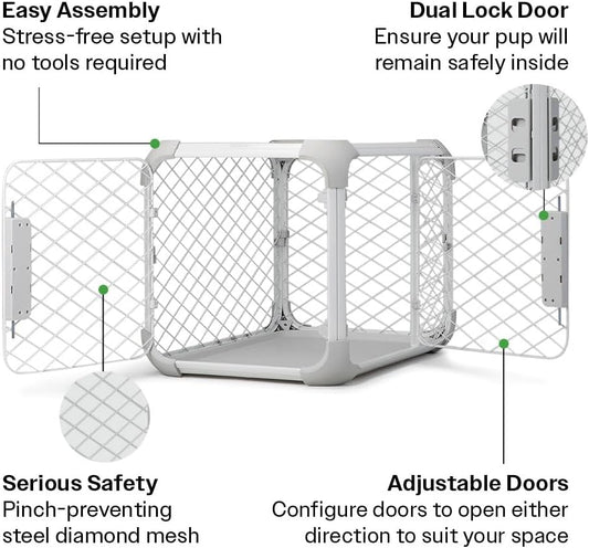 DIGGS Evolv Dog Crate - Slim, Durable Dog Kennel with Removable Ceiling Panel and Modular Design - Safe, Stylish, and Convenient (Ash, Small)