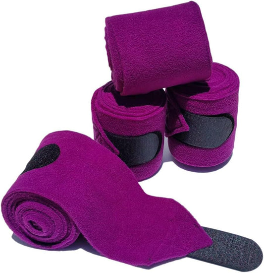 Horse Polo Leg Wraps Soft Fleece Wraps Equestrian Leg Bandage 4-Pack (Purple, Full(10ft))