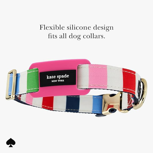 kate spade new york Airtag Dog Collar Holder - Waterproof Silicone Airtag Holder Dog Tag - Pom Pom Pink