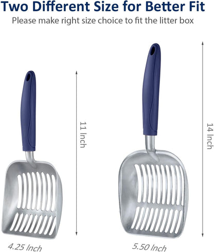 WePet Cat Litter Scoop, Aluminum Alloy Sifter, Kitty Metal Scooper, Deep Shovel, Long Handle, Poop Sifting, Kitten Pooper Lifter, Durable, Heavy Duty, for Litter Box