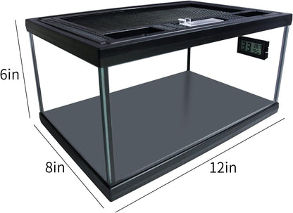 Reptile Glass Terrarium Tank 12"*8"*6",Small Cage Full View with Top Screen Ventilation Habitat Enclosure for Tarantula,Frog,Gecko,Insects,Spiders,Snakes,Hermit Crab,Turtle,Ball Python